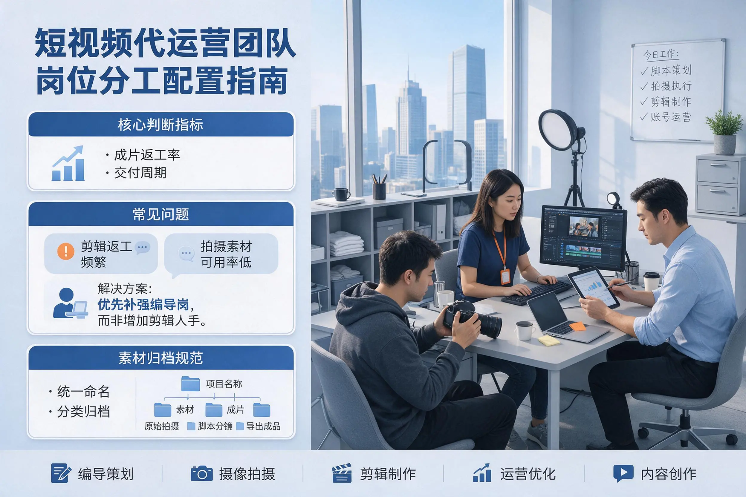 短视频代运营团队如何配置？抚顺企业岗位分工科普说明