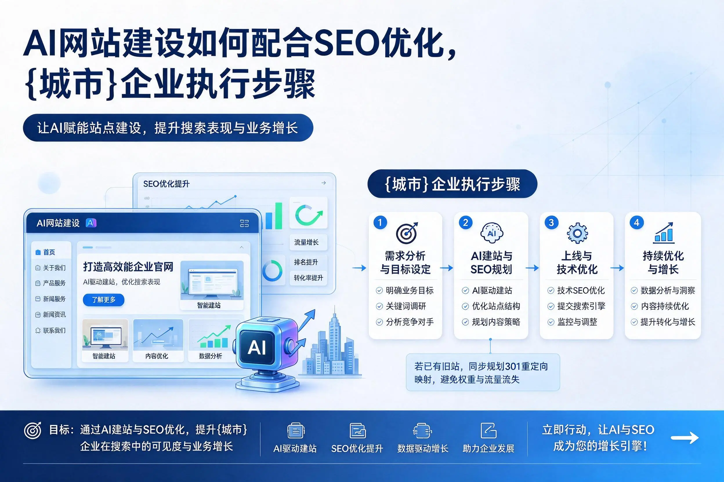AI网站建设如何配合SEO优化，抚顺企业执行步骤